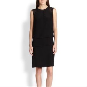 Vince XS Silk Rayon Layered Dress Black shift overlay sleeveless 2 4